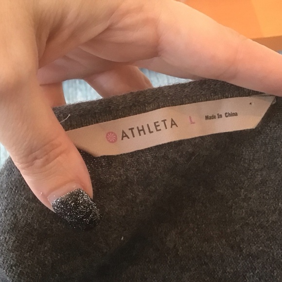 Athleta Heather Gray Sparkle Trim 100% Cashmere Oversized Pullover Sweater L - Picture 5 of 6